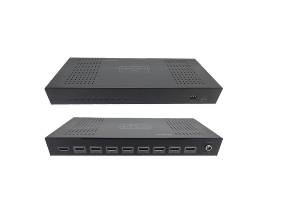 Simplified SP18S-8K HDMI 2.1 (48gbps) 1x8 Scaling HDMI Splitter