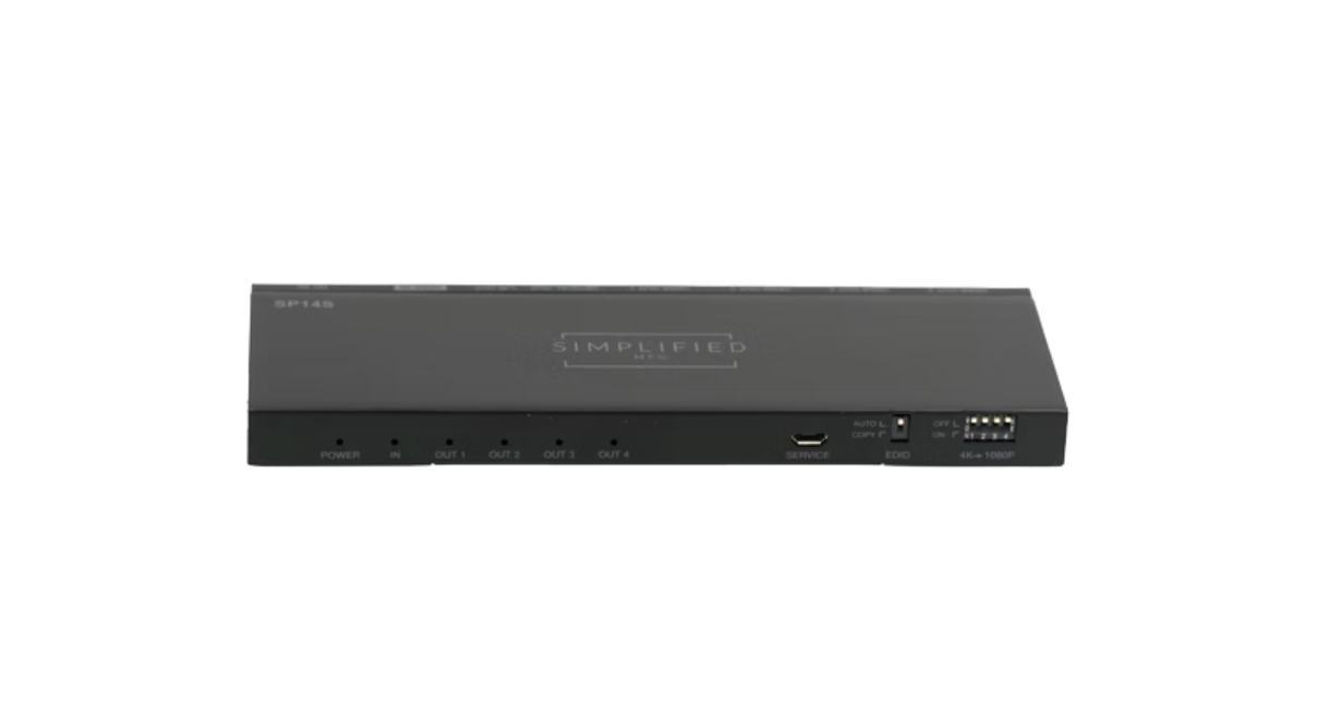 Simplified SP14S HDMI 2.0b (18Gbps) 1x4 HDMI Splitter with Scaling, EDID, and Audio Breakout