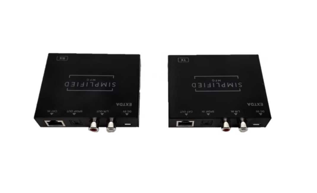 Simplified EXTDA 100m Digital Audio Extender Kit with Optical and Coax Inputs along with Optical, Coax & Analog Outputs