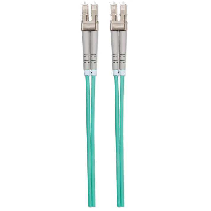 Intellinet 750066 3 m LC to LC UPC Fiber Optic Patch Cable, 3.0 mm, Duplex, LSZH, OM3 Multimode, Aqua