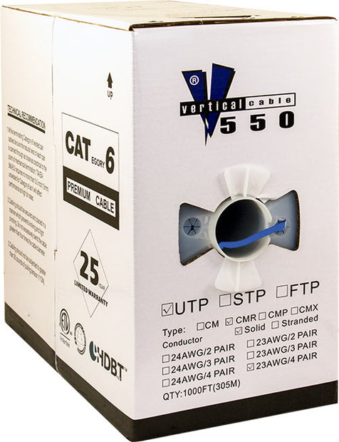 Vertical Cable Cat6 1000ft spool in box Riser Rated