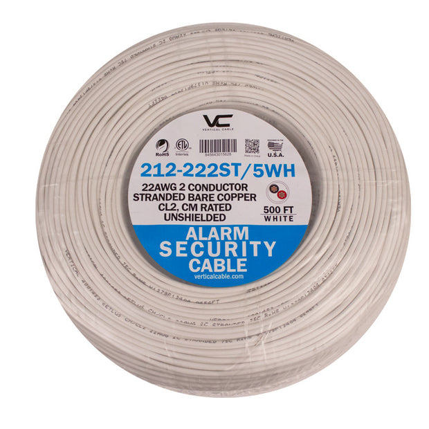Vertical Cable 22/2 500ft Alarm Security Wire 212-222ST/5WH