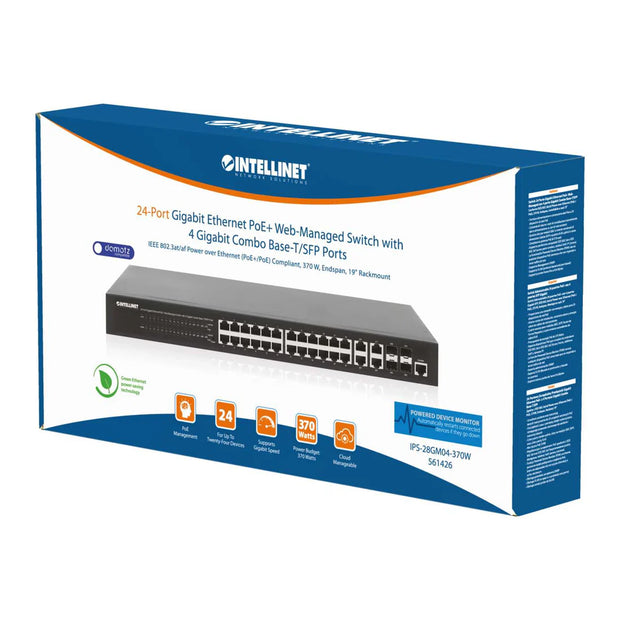 Intellinet 561426 24-Port Gigabit Ethernet PoE+ Web-Managed Switch with 4 Gigabit Combo Base-T/SFP Ports