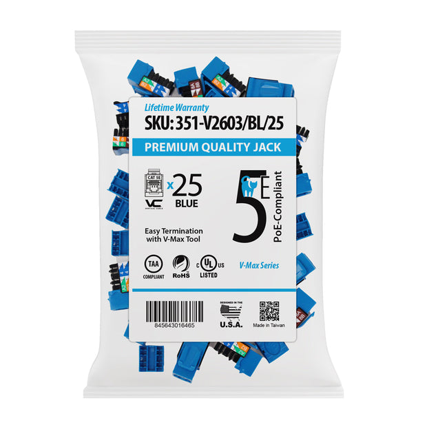 Vertical Cable CAT5e RJ45 Keystone Jack V-Max Series