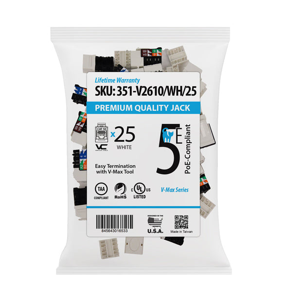 Vertical Cable CAT5e RJ45 Keystone Jack V-Max Series