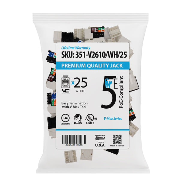 Vertical Cable CAT5e RJ45 Keystone Jack V-Max Series