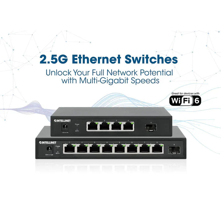 Intellinet 562058  5-Port Switch with 4 x 2.5G Ethernet Ports and 1 SFP+ Uplink