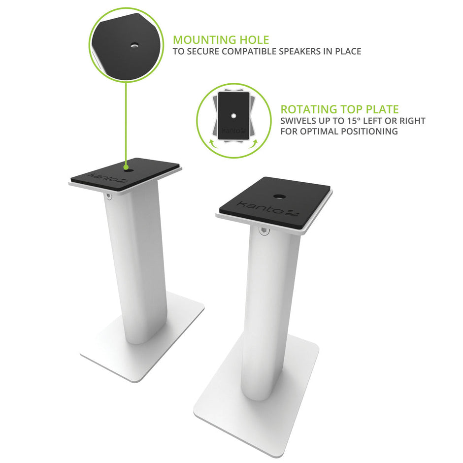 Kanto SP9W Pair - 9" Universal Desktop Speaker Stand, White