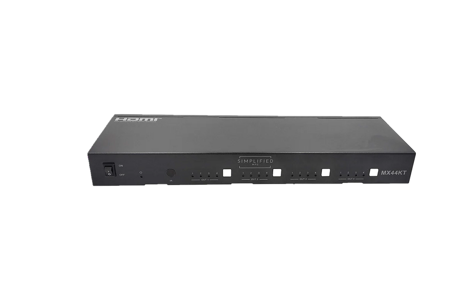 Simplified MX44KT Scaling 50m 4K 4x4 HDMI Matrix Kit over CAT5e/6/7