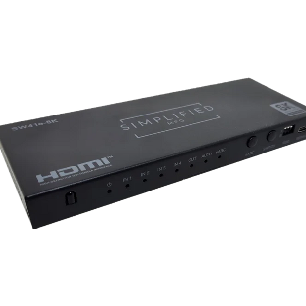 Simplified SW41e-8K 4×1 8K@60 HDMI 2.1 (48gbps) Switch with eARC