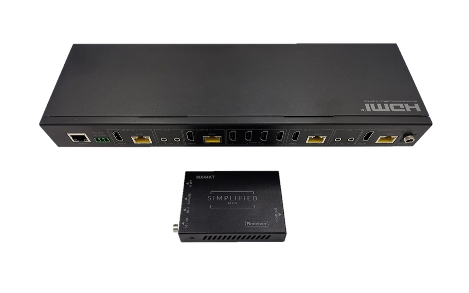 Simplified MX44KT Scaling 50m 4K 4x4 HDMI Matrix Kit over CAT5e/6/7