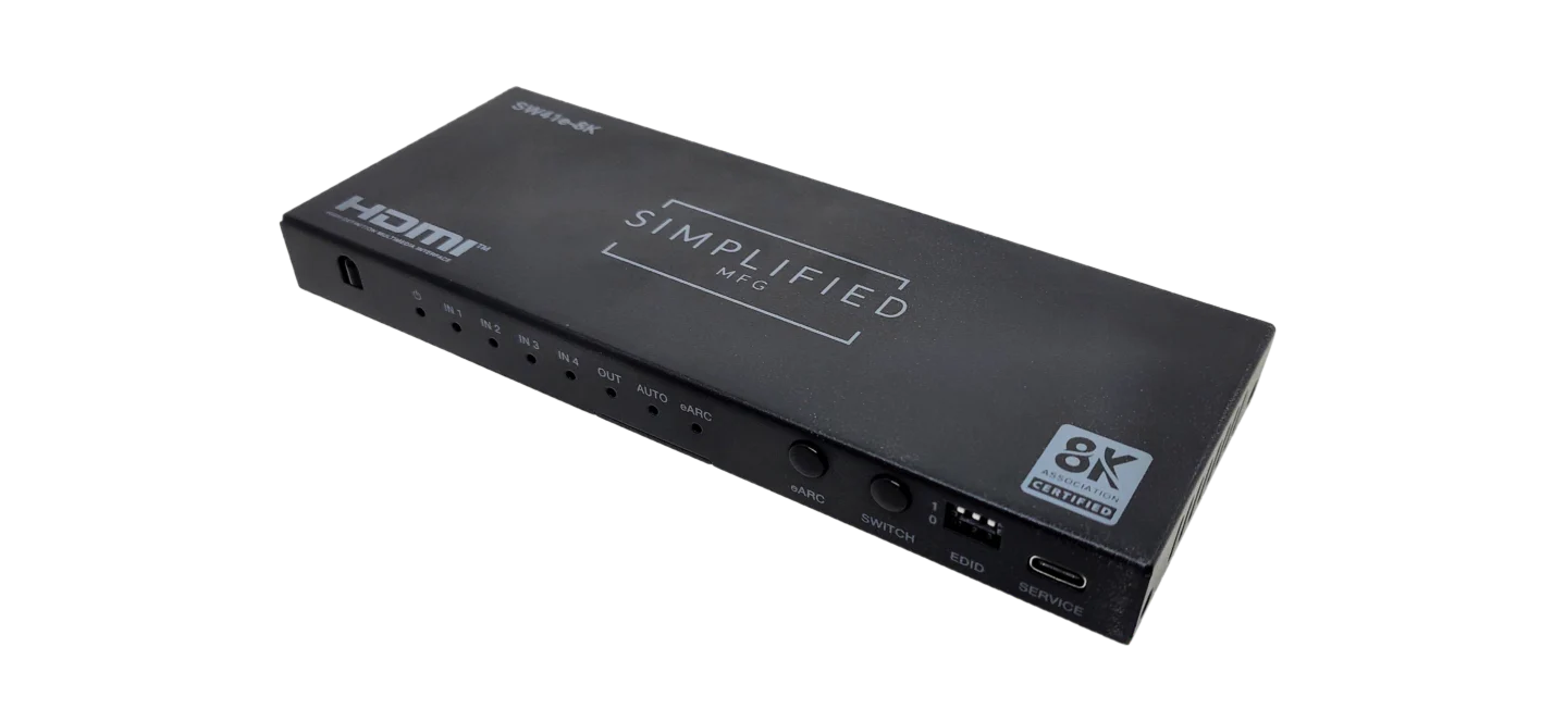 Simplified SW41e-8K 4×1 8K@60 HDMI 2.1 (48gbps) Switch with eARC
