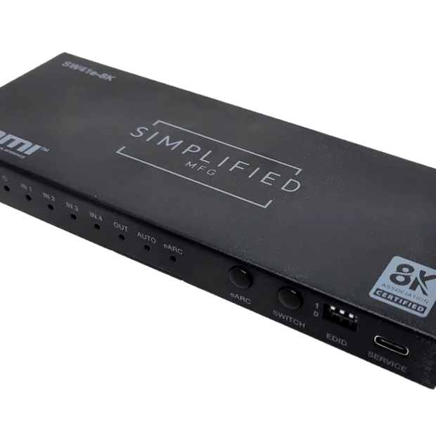 Simplified SW41e-8K 4×1 8K@60 HDMI 2.1 (48gbps) Switch with eARC