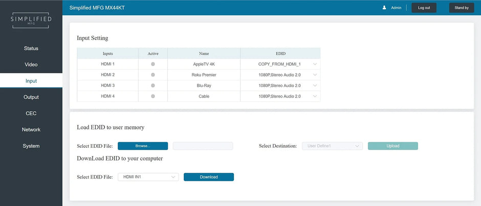 Simplified MX44KT Scaling 50m 4K 4x4 HDMI Matrix Kit over CAT5e/6/7