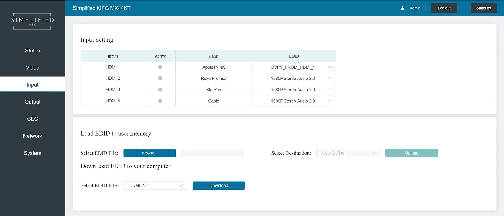 Simplified MX44KT Scaling 50m 4K 4x4 HDMI Matrix Kit over CAT5e/6/7