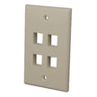 Vanco Multi-Media Keystone Wall Plates- 4 Ports & Light Almond