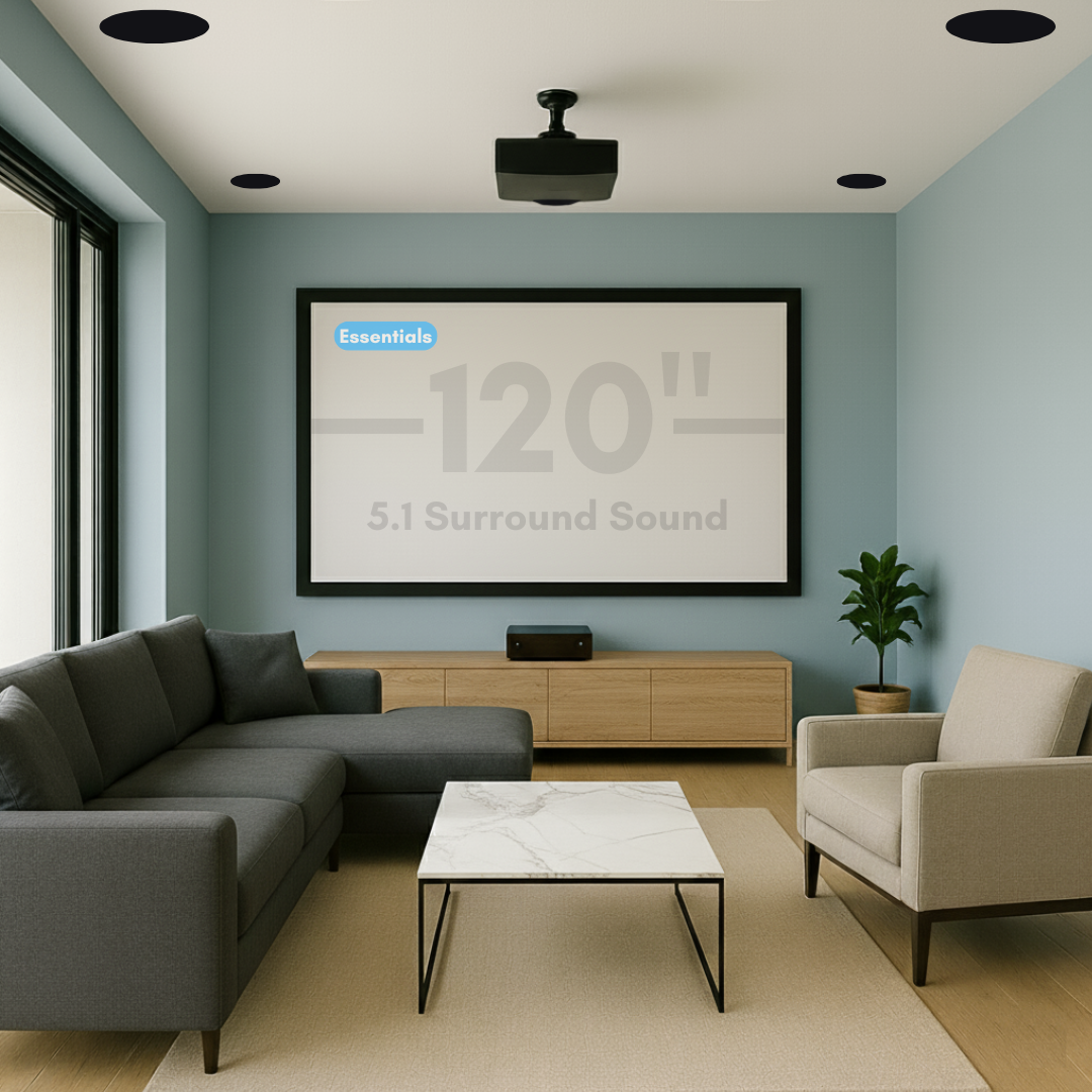Essentials 5.1 Wired Bundle (Laser Projector – ~2,500,000:1 Contrast / 2,200 lm)
