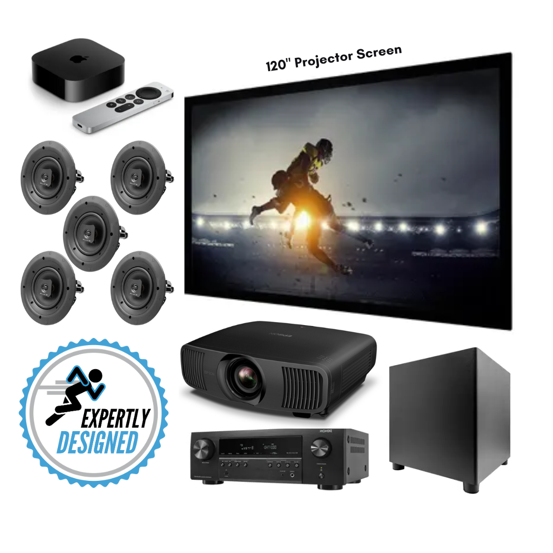 Essentials 5.1 Wired Bundle (Laser Projector – ~2,500,000:1 Contrast / 2,200 lm)