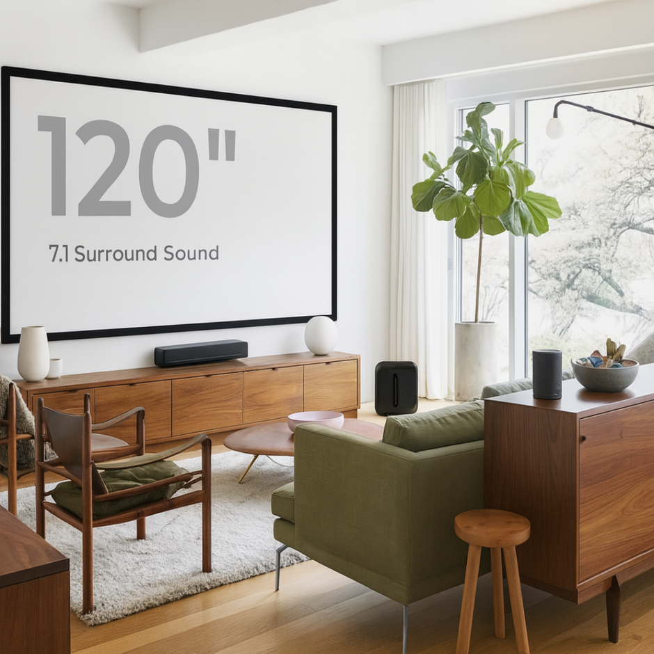 Essentials Wireless 7.1 Bundle (Laser Projector – ~2,500,000:1 Contrast / 2,200 lm)