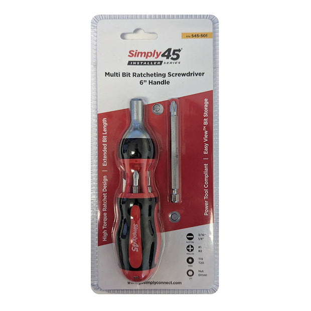 Simply45 S45-501 7-in-1 multi bit ratcheting screwdriver, 9″