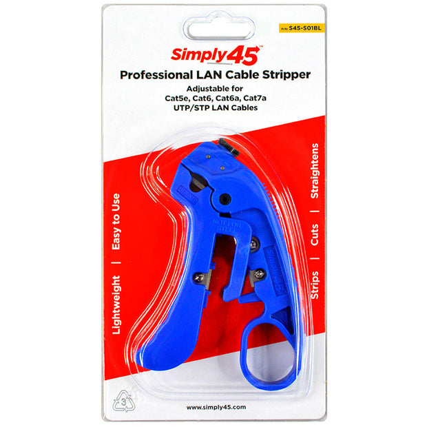 Simply45 S45-S01BL Adjustable Cat7a/6a/6/5e UTP/STP Stripper - Blue