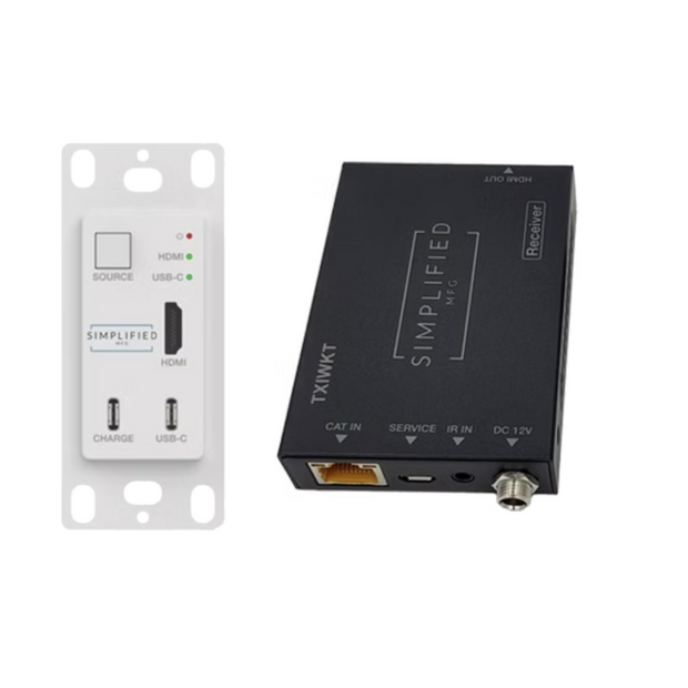 Simplified TXIWKT HDMI 2.0b (18Gbps) In wall extender kit, with USB-C