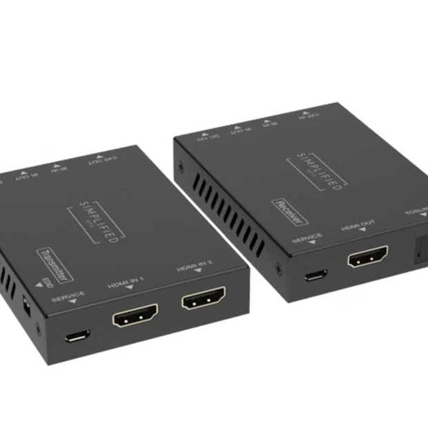 Simplified EXMICRO2iSW 50m 4K HDMI 2.0b (18Gbps) Extender on Cat6A/6* Cable with Integrated Switch
