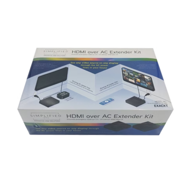 Simplified EXACKT "Wireless" 1080p HDMI extender over AC power line