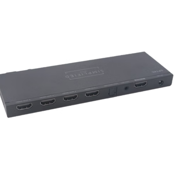 Simplified SP14S HDMI 2.0b (18Gbps) 1x4 HDMI Splitter with Scaling, EDID, and Audio Breakout