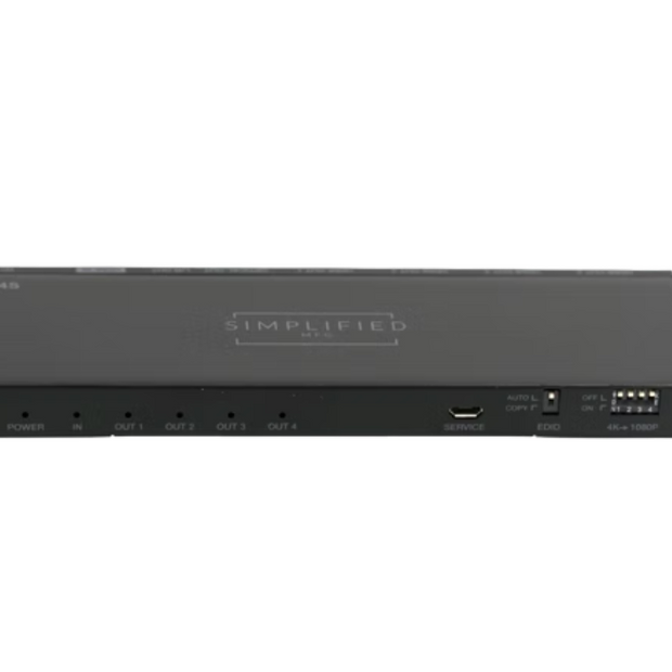 Simplified SP14S HDMI 2.0b (18Gbps) 1x4 HDMI Splitter with Scaling, EDID, and Audio Breakout