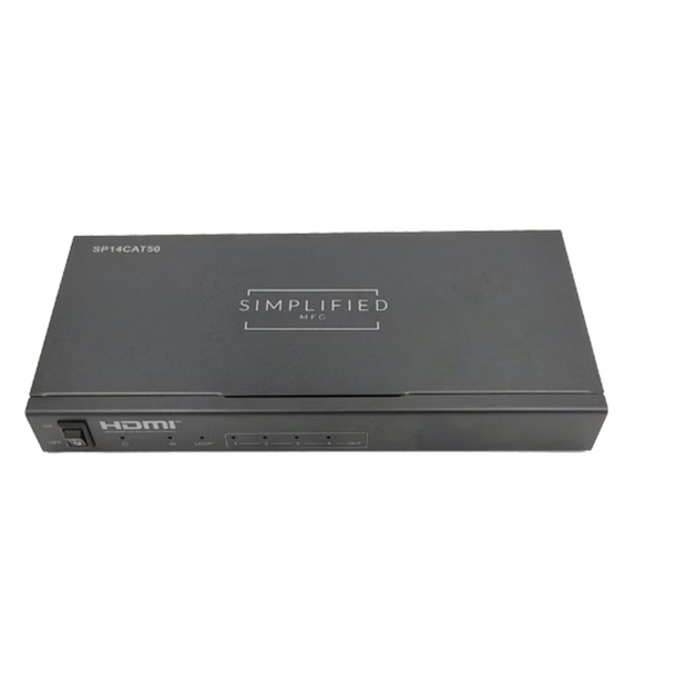 Simplified SP14CAT50 50m HDMI 2.0b (18gbps) 1x4 HDMI Splitter over Cat6A/6* Cable Kit