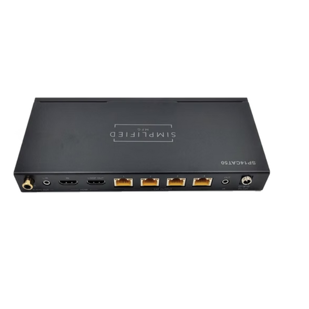 Simplified SP14CAT50 50m HDMI 2.0b (18gbps) 1x4 HDMI Splitter over Cat6A/6* Cable Kit