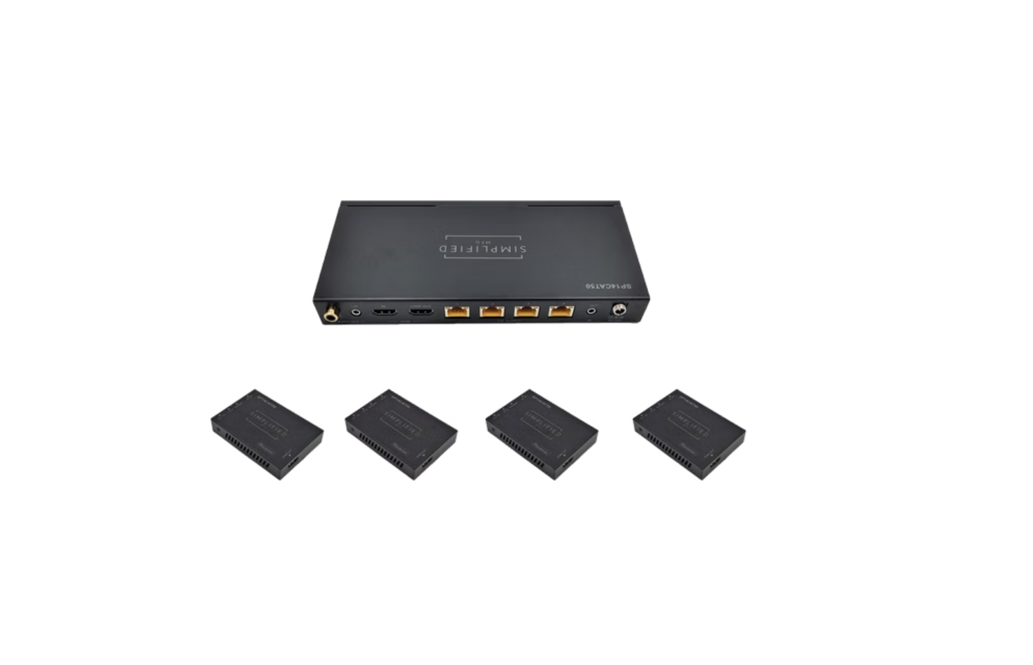 Simplified SP14CAT50 50m HDMI 2.0b (18gbps) 1x4 HDMI Splitter over Cat6A/6* Cable Kit