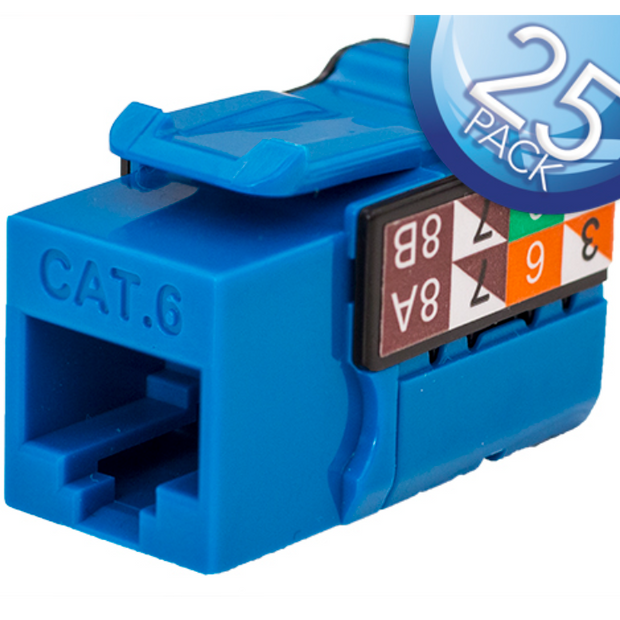 Vertical Cable CAT6 RJ45 Keystone Jack V-Max Series Single/25 pack