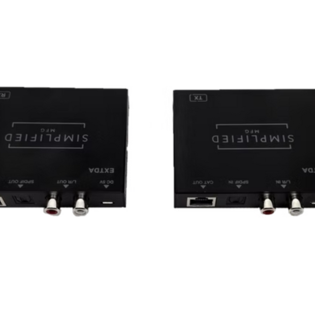 Simplified EXTDA 100m Digital Audio Extender Kit with Optical and Coax Inputs along with Optical, Coax & Analog Outputs