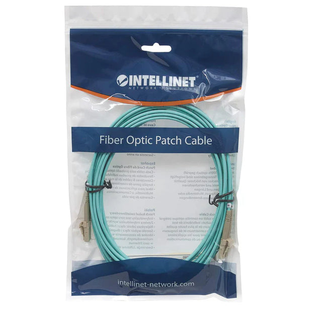 Intellinet 750134 2 m LC to LC UPC Fiber Optic Patch Cable, 3.0 mm, Duplex, LSZH, OM3 Multimode, Aqua