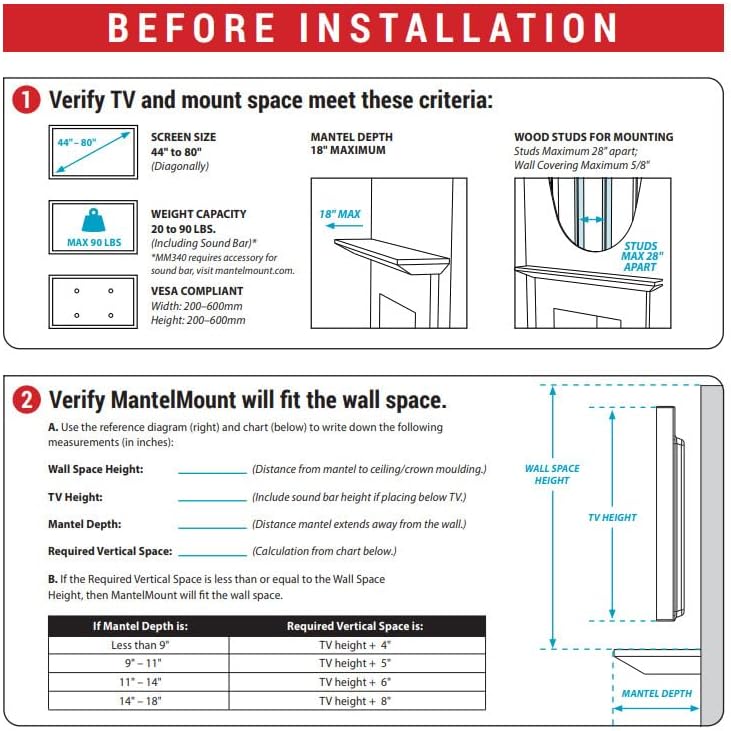 MantelMount MM340 Standard Pull Down TV Mount