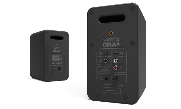 Kanto ORA4MB Powered Reference Speakers with USB-C Input and Bluetooth - Black, Pair