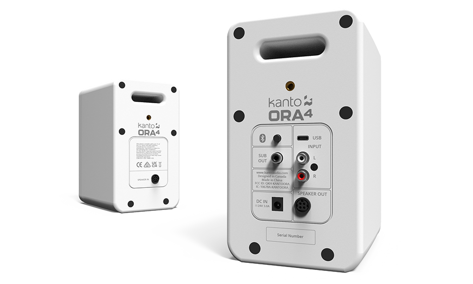Kanto ORA4MW Powered Reference Speakers with USB-C Input and Bluetooth - White, Pair