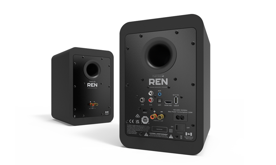 Kanto RENMB 200W Powered Bookshelf Speakers with HDMI ARC, USB-C, and Bluetooth 5.3 - Matte Black, Pair
