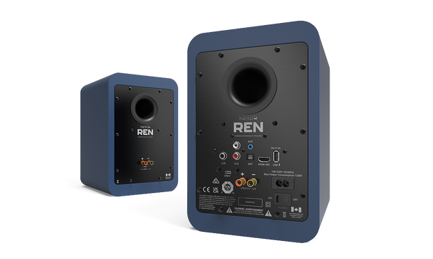 Kanto RENMU 200W Powered Bookshelf Speakers with HDMI ARC, USB-C, and Bluetooth 5.3 - Matte Blue, Pair