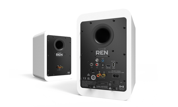 Kanto RENMW 200W Powered Bookshelf Speakers with HDMI ARC, USB-C, and Bluetooth 5.3 - Matte White, Pair