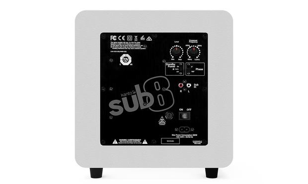 Kanto SUB8VMW 8-inch Sealed Powered Subwoofer w. RCA Cable - Matte White