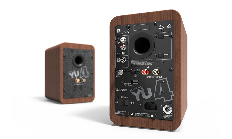 Kanto YU4WALNUT 4" Driver - Powered Speakers with Bluetooth¬ and Phono Preamp - Walnut
