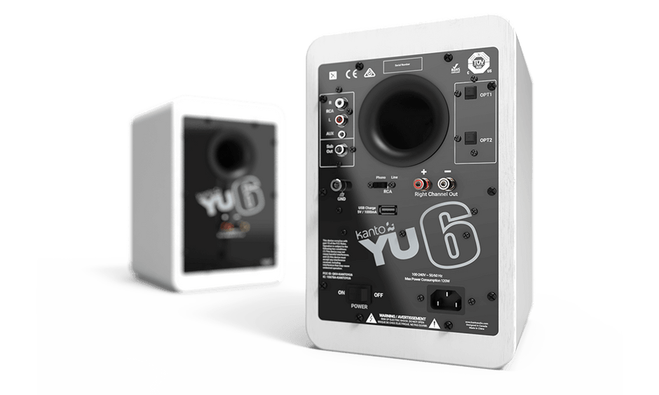 Kanto YU6MW 5.25" Driver - Powered Speakers with Bluetooth¬ and Phono Preamp - Matte White